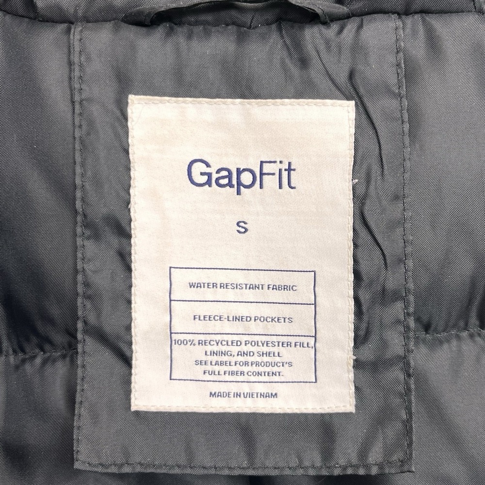 Gap Fit Puffer Jacket Coat‎ Sz S Water Resistant Fleece-Lined Pockets Camo Black - Picture 3 of 4